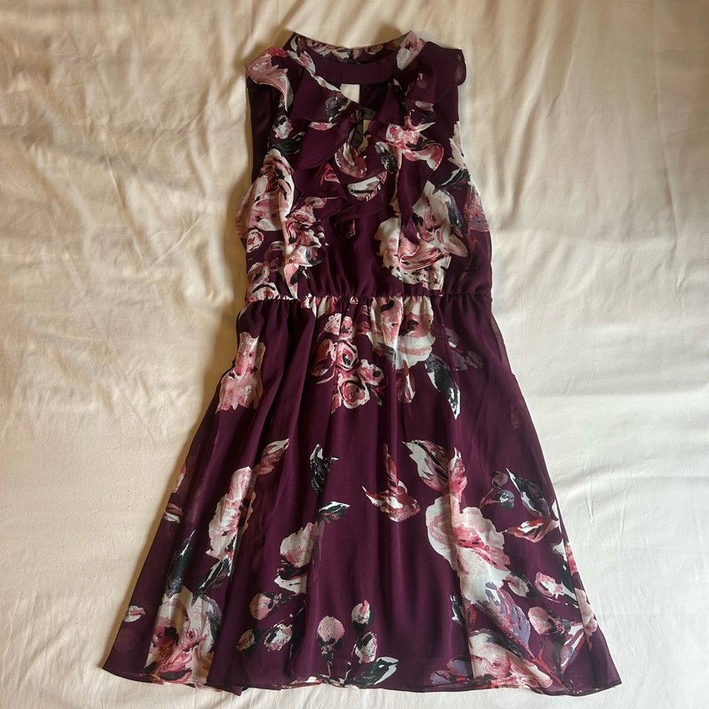 Blue Rain Floral Ruffle Dress – Size Medium – NWT